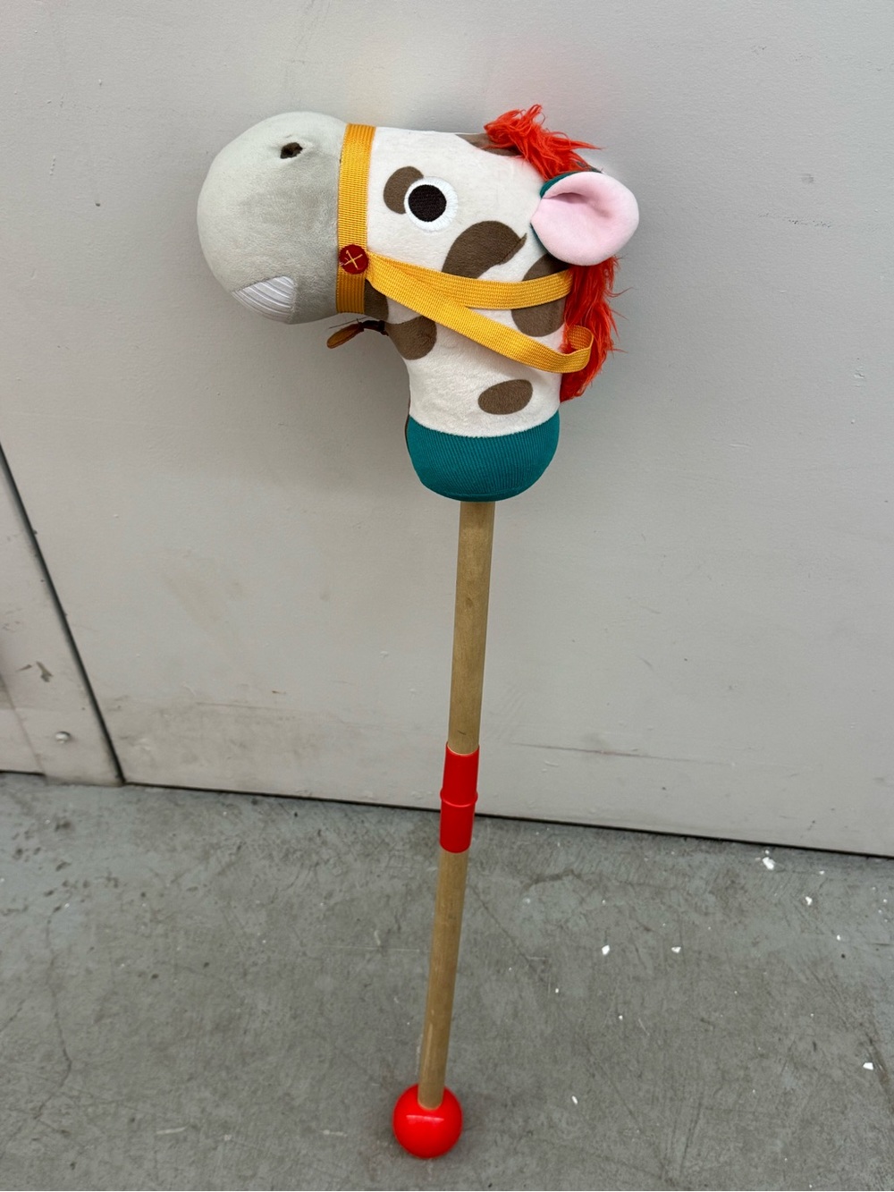 Plush Giraffe Stick Horse Toy in Cream & Teal